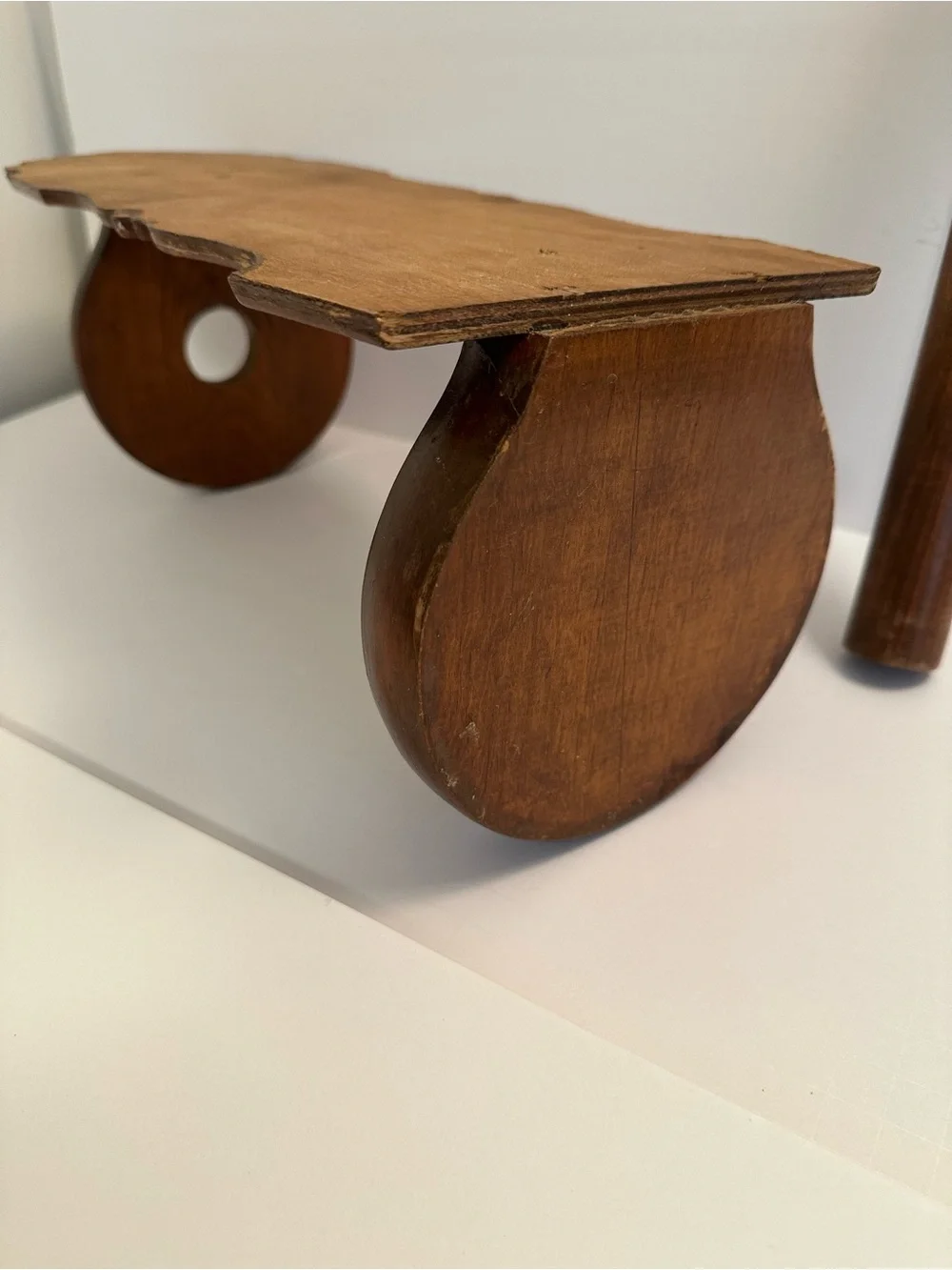 Carved Wooden Paper Towel Holder in Warm Brown